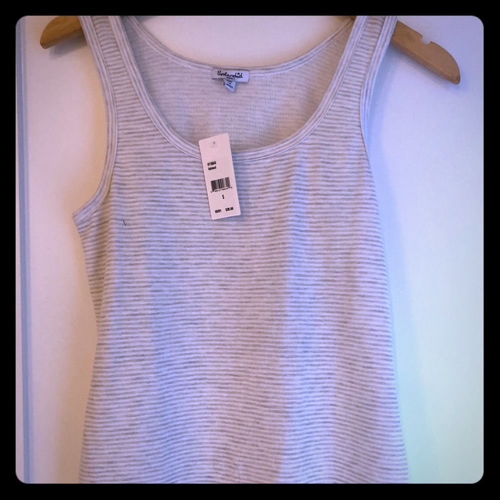 Splendid gray and white stripe tank top